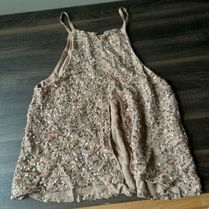 High neck golden sequin top by MNG Suit